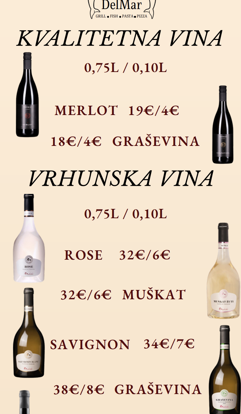 DellMar Wine Menu